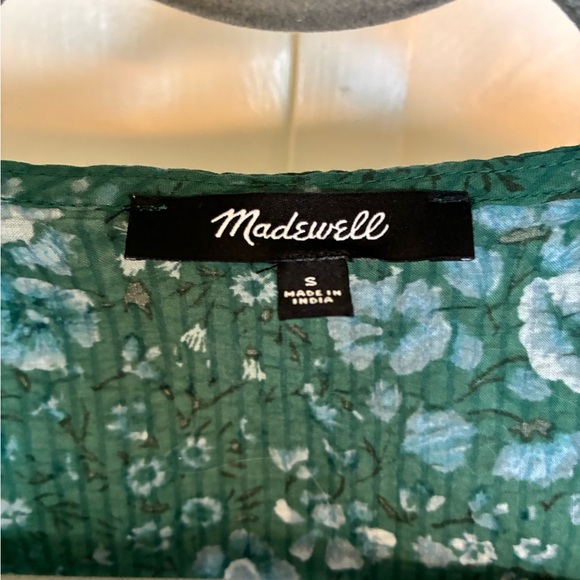 Madewell Green Floral Puff Sleeve Blouse NWOT - Picture 2 of 5